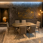 Italian Marble Grey Dining Table With Chair