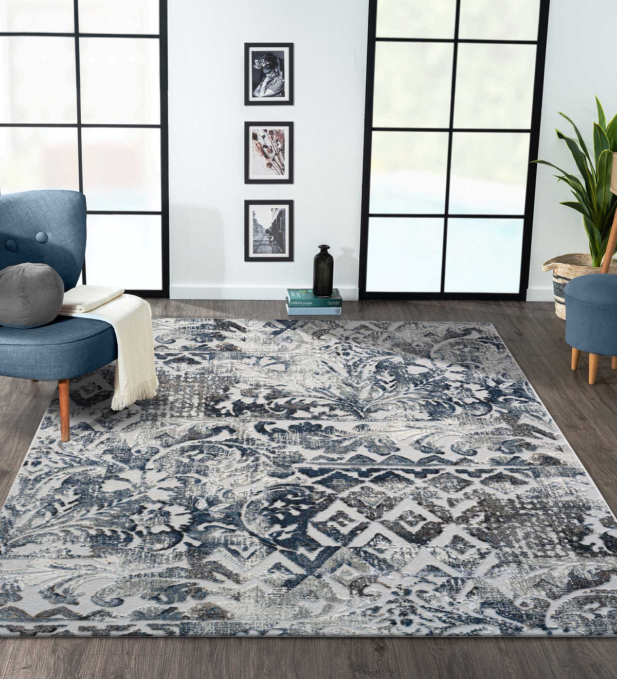 Genova Classical Carpet Cream and Blue