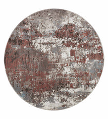 Flamme Abstract Round Shaped Carpet Cream and Rust
