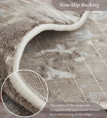 Flamme Abstract Round Shaped Carpet Cream and Rust