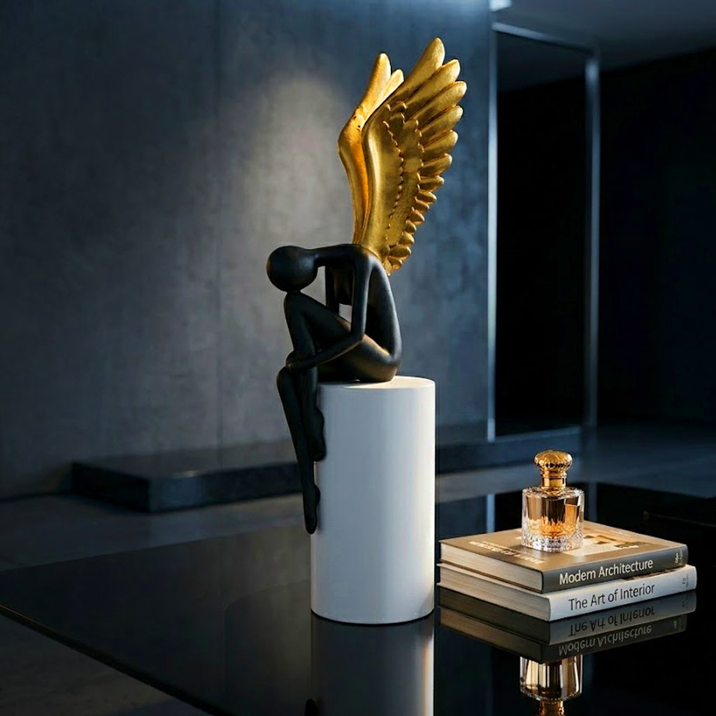 Black Angel Wing Statue