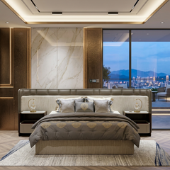 Leatherette Brown King Bed