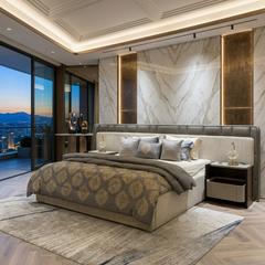 Leatherette Brown King Bed