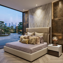 Light Brown Leatherette Veneer Bed