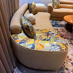 Parrot Green Boucle Curved Sofa