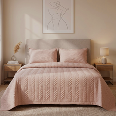 Leaf Design Dusty Pinky Bed Cover