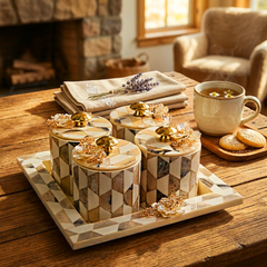 White Serving Tray with 4 Jar