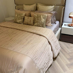Light Brown Leatherette Veneer Bed
