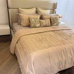 Light Brown Leatherette Veneer Bed