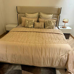 Light Brown Leatherette Veneer Bed