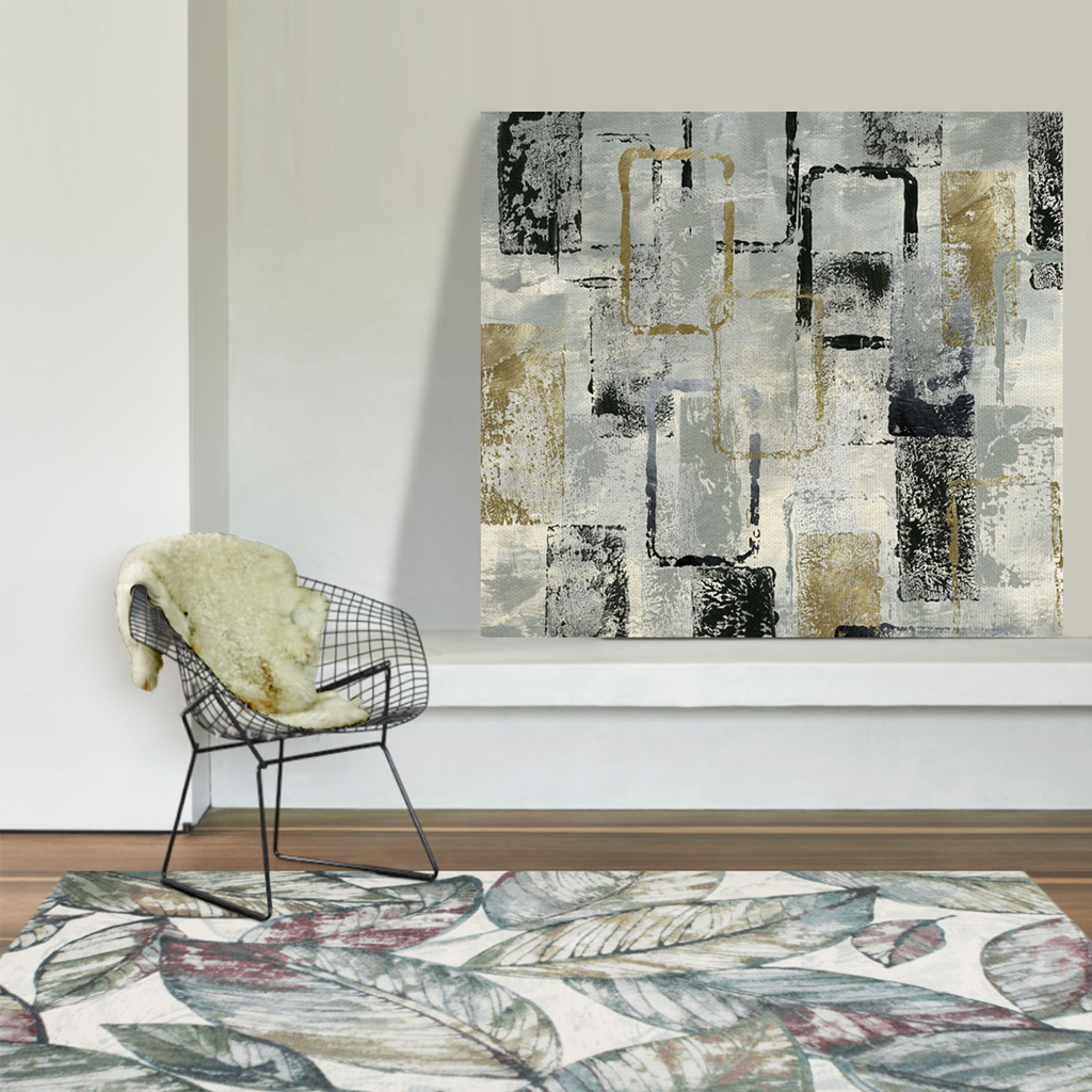 Aquarius Floral Machine Made Carpet Grey