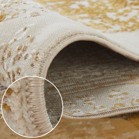 Seher Abstract Machine Made Carpet Beige Gold