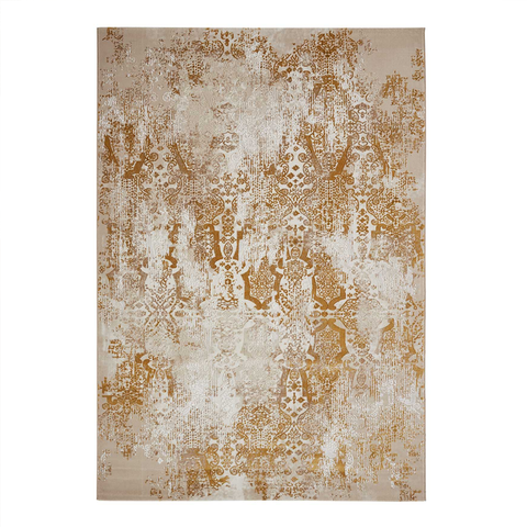 Seher Abstract Machine Made Carpet Beige Gold