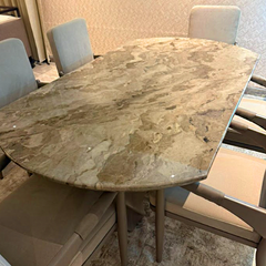 Italian Marble Grey Dining Table With Chair