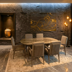 Italian Marble Grey Dining Table With Chair