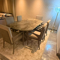 Italian Marble Grey Dining Table With Chair