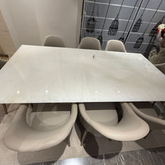 Ice Crystal Onyx White Dining Table With Chair