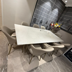 Ice Crystal Onyx White Dining Table With Chair