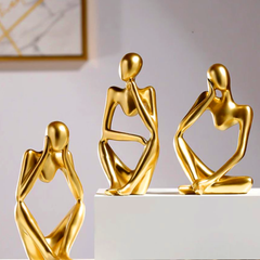 Golden Thinker Figurine Set (3-Piece)