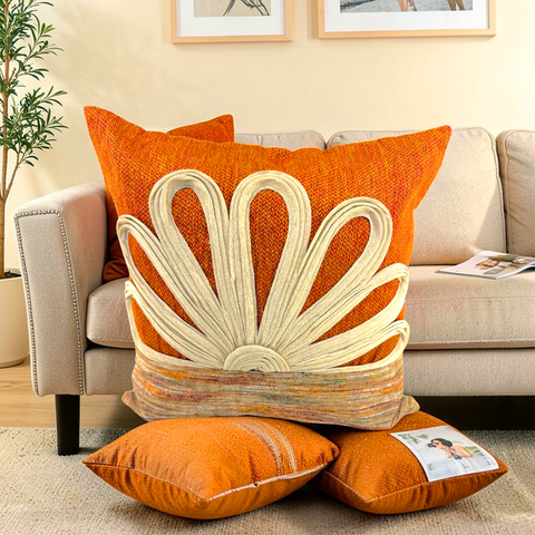 Leaf Lace Work Cushion Cover