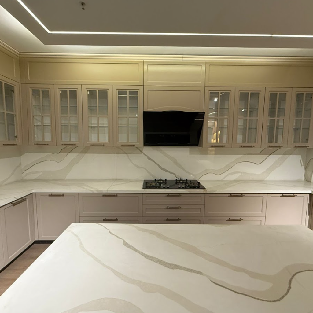 Brown Pu Finish Modular Kitchen