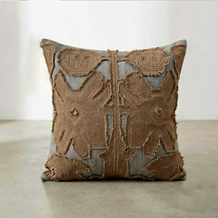 Peach Hand Work Cushion Cover