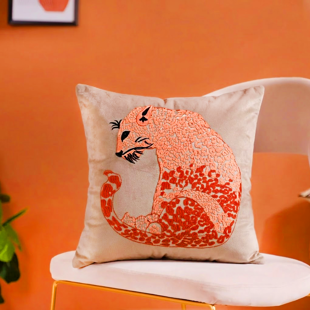 Tiger Hand Floral Embroidery Work