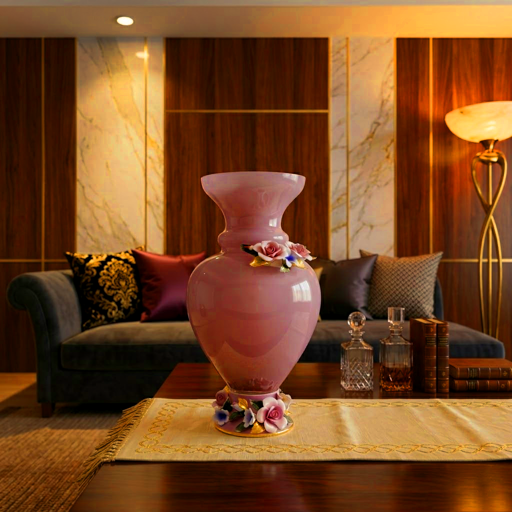 Handcrafted Amethyst Blush Glass Vase