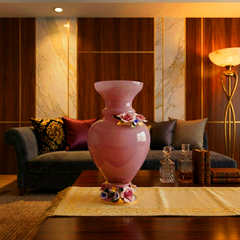 Handcrafted Amethyst Blush Glass Vase